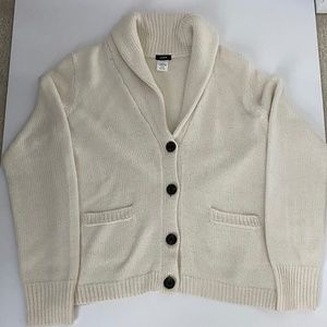 J Crew Cowl Neck Cream Women's Cardigan L